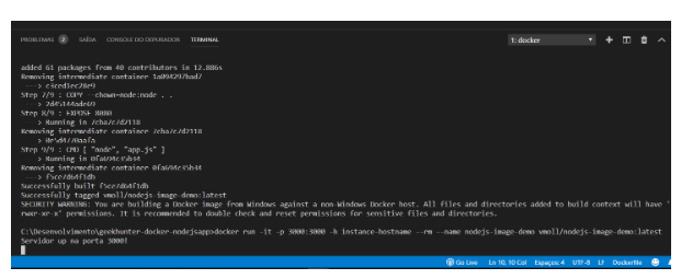 tela de programacao com docker
