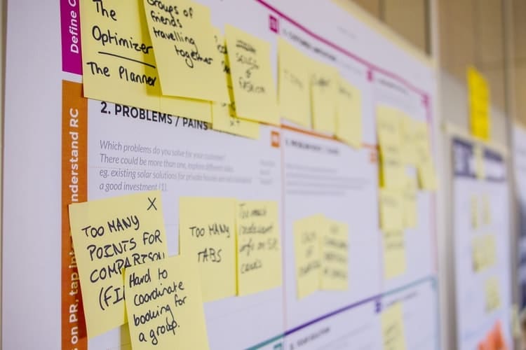 painel com post its colados