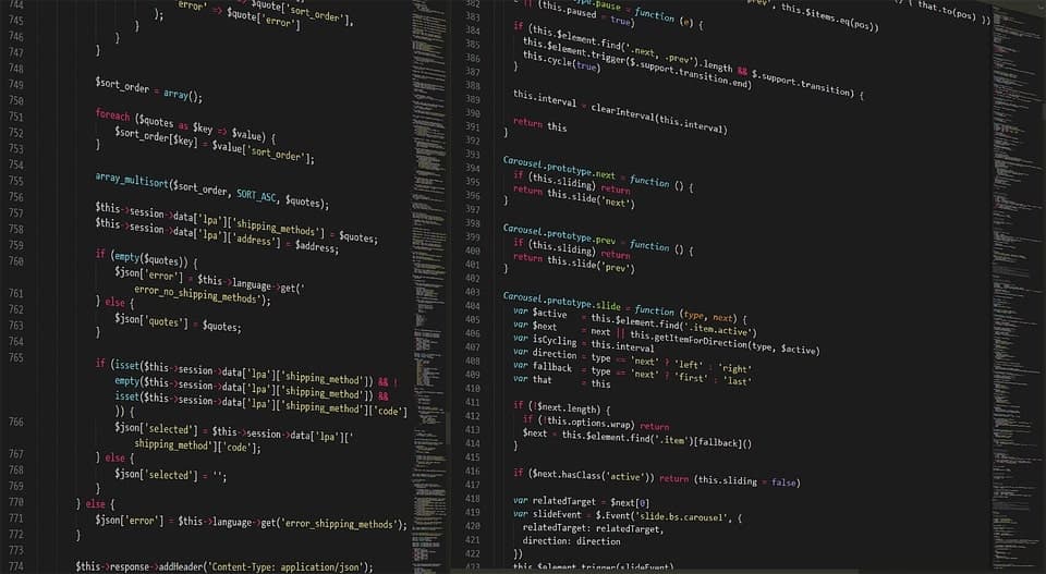 tela com codigos de programacao