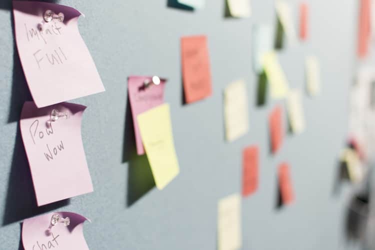 quadro com post its presos