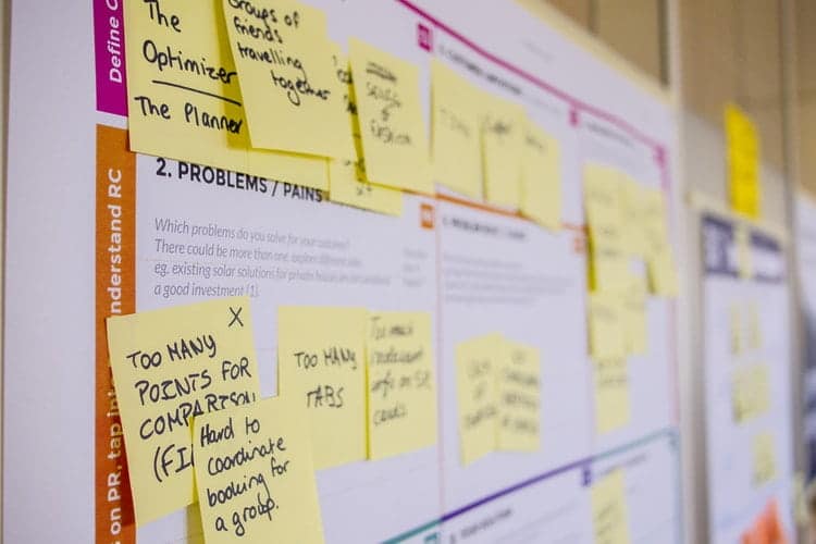 quadro com post its presos