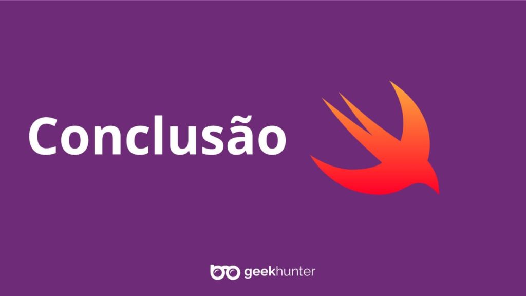 fundo roxo com logo da linguagem swift e da geekhunter