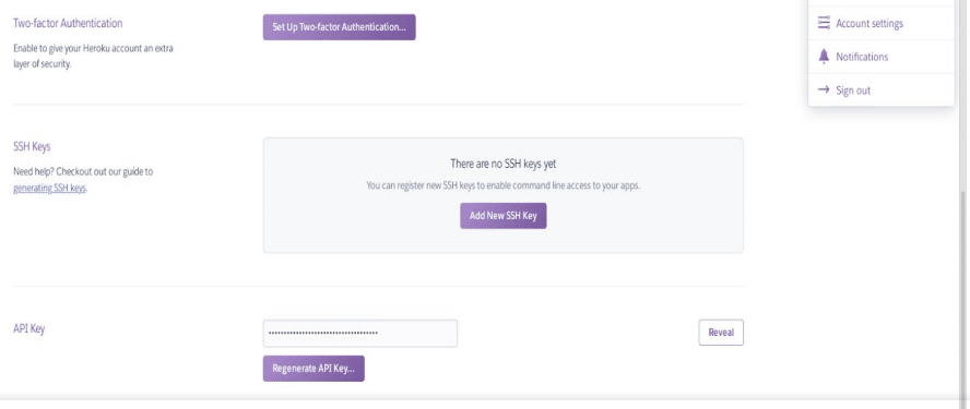 Criação de uma API key