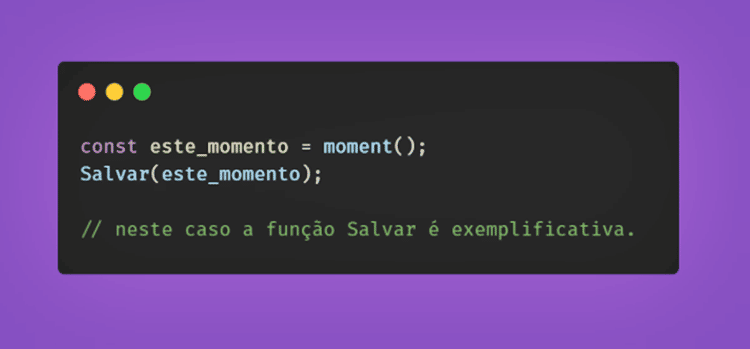 código usando o plugin moment