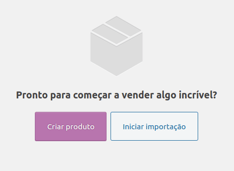 Solicitação de cadastro do primeiro produto no site