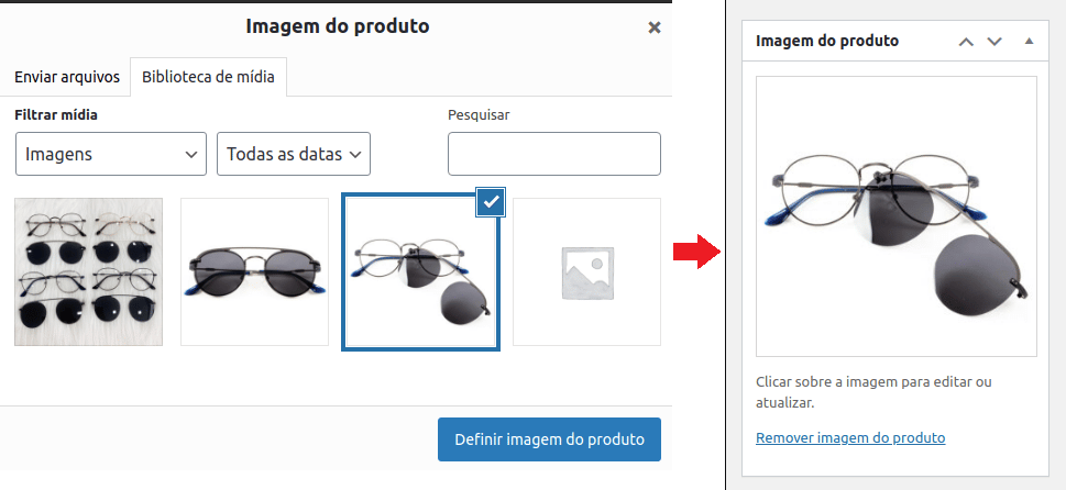 Tela para seleção da imagem do produto.