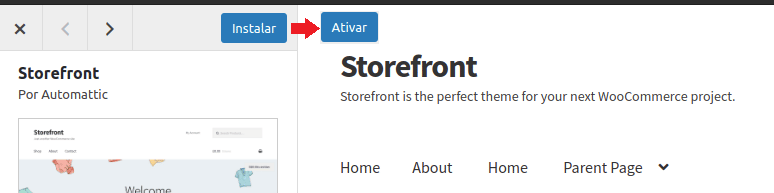 Instalação e ativação do tema WordPress em nosso site.