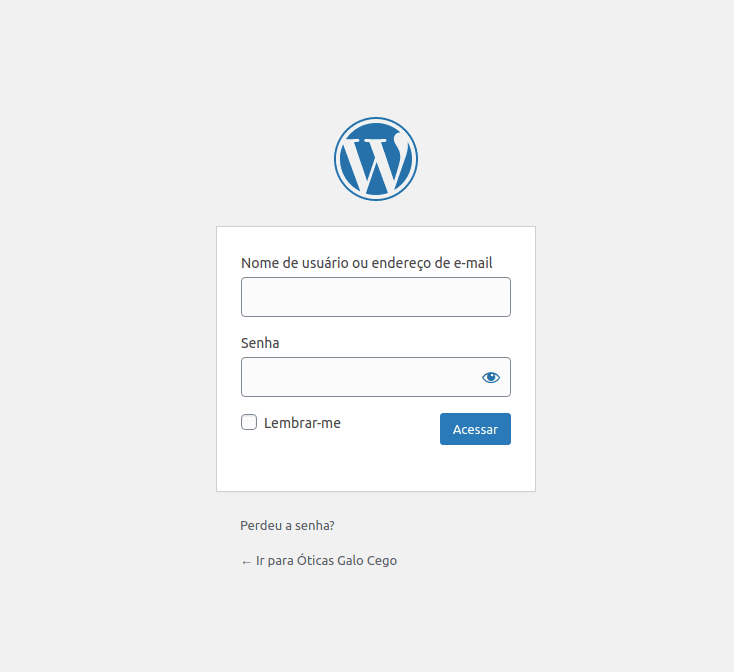 Tela de login do WordPress