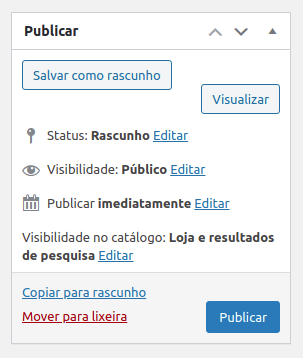 Tela para publicação do produto